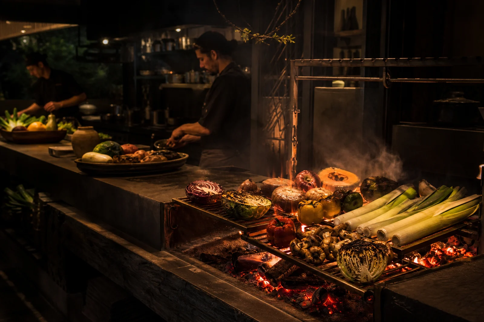 Cocina vegetal a fuego abierto de Slow Ember